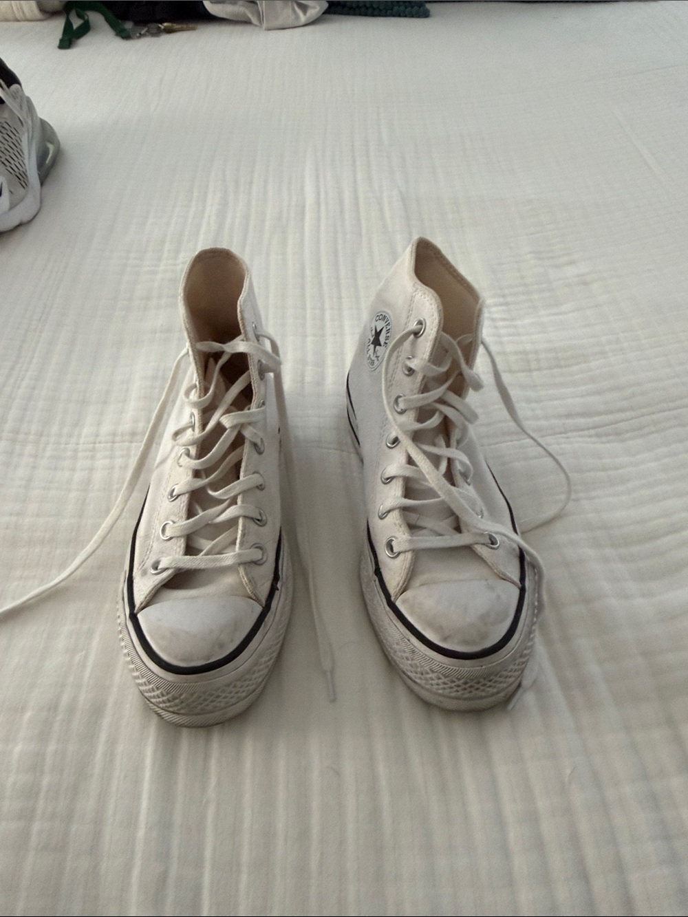 Converse White High-Top Platform Canvas Sneakers